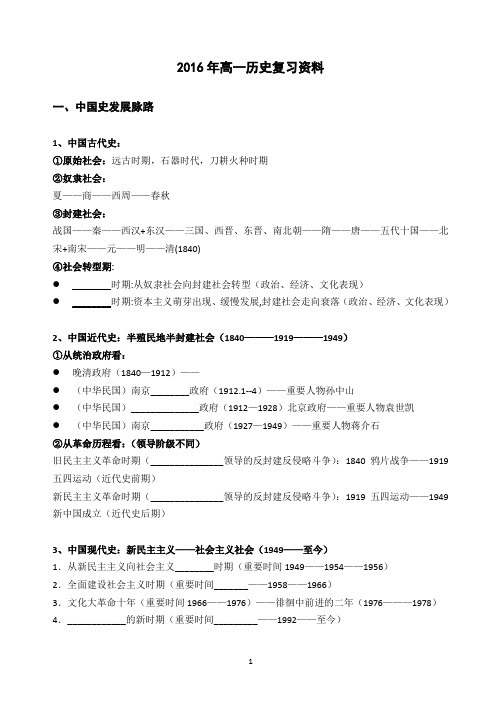 填空2016中国古代史重大历史事件编年表