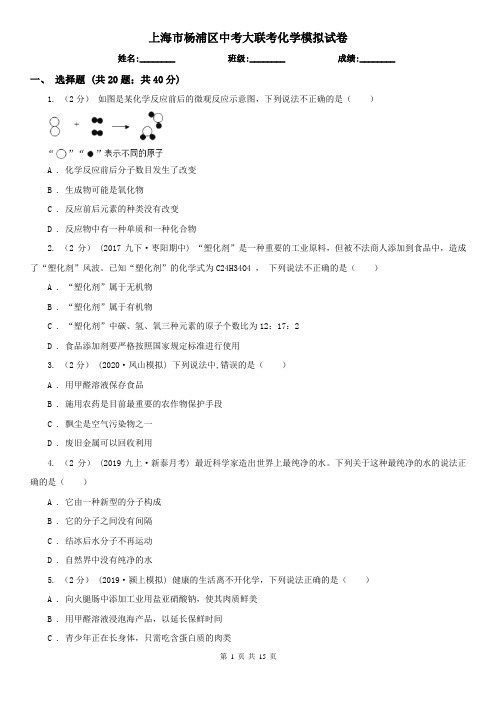 上海市杨浦区中考大联考化学模拟试卷