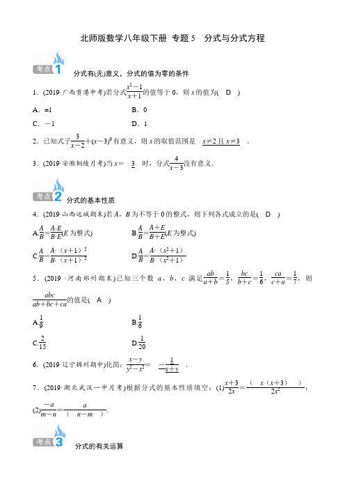 北师版数学八年级下册  专题5 分式与分式方程