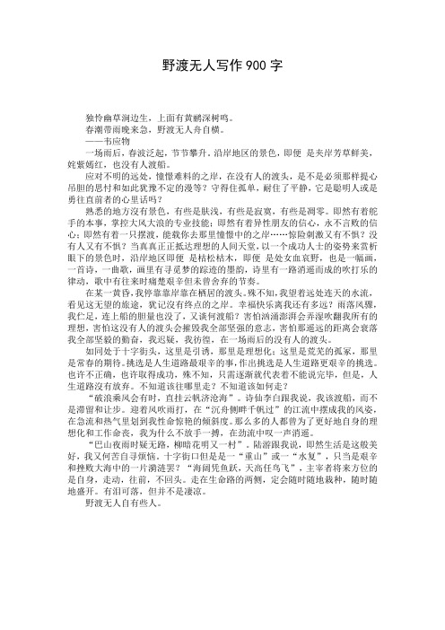 野渡无人写作900字