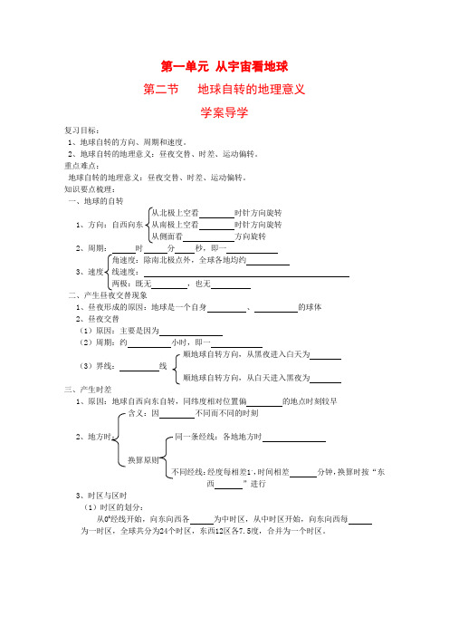 高中地理1.2 地球自转的地理意义 学案(2)(鲁教版必修1)