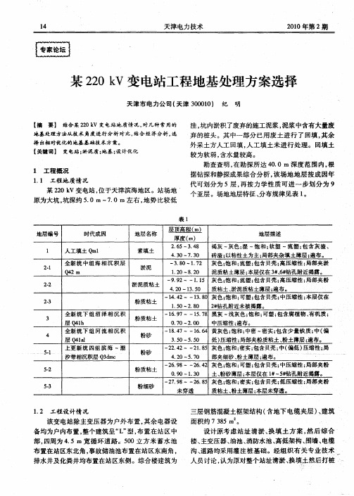 某220kV变电站工程地基处理方案选择