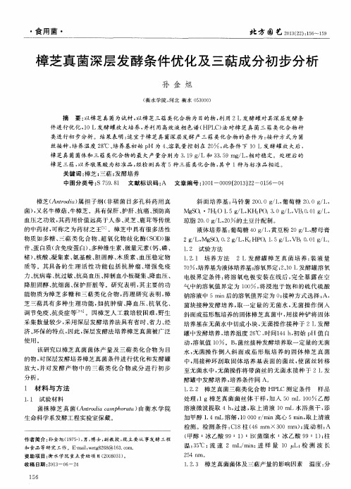 樟芝真菌深层发酵条件优化及三萜成分初步分析