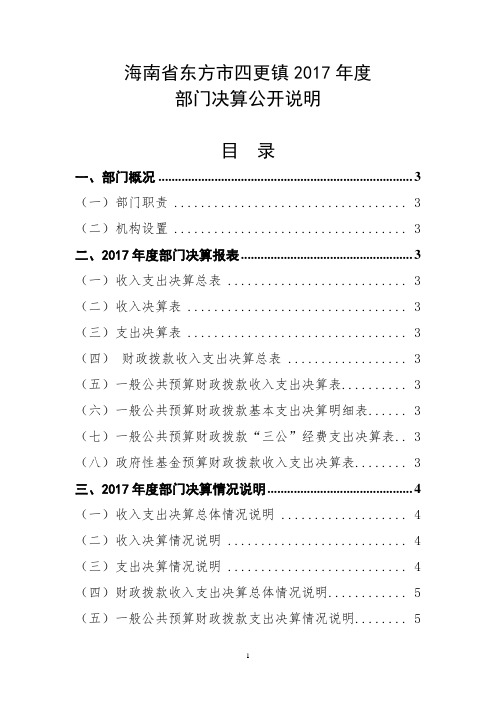 海南省东方市四更镇2017年度