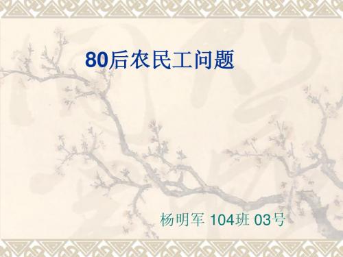 80后农民工问题