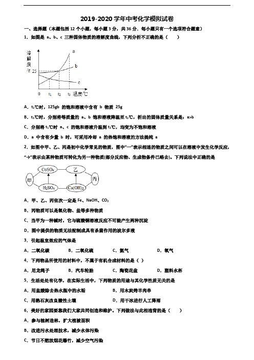 ★试卷3套汇总★长沙市名校2020年中考化学综合测试试题