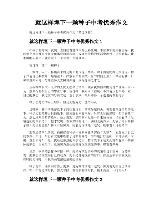 就这样埋下一颗种子中考优秀作文