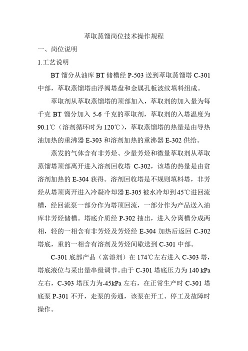 萃取蒸馏岗位技术操作规程