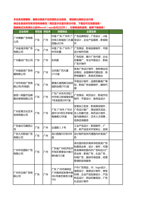 新版广东省广州影视广告设计制作工商企业公司商家名录名单联系方式大全228家