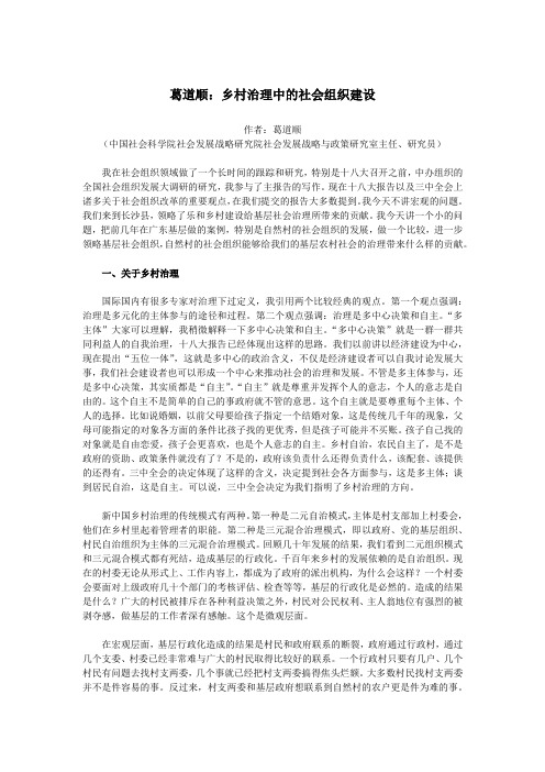 乡村治理中的社会组织建设