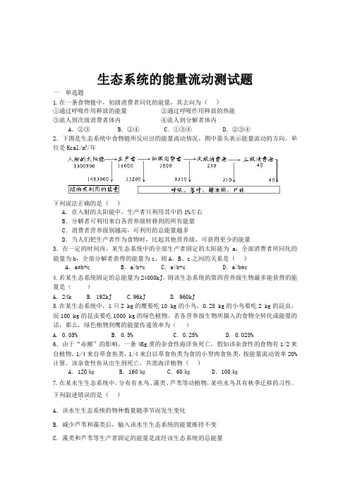 能量流动测试题