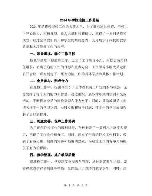 2024年学校迎检工作总结