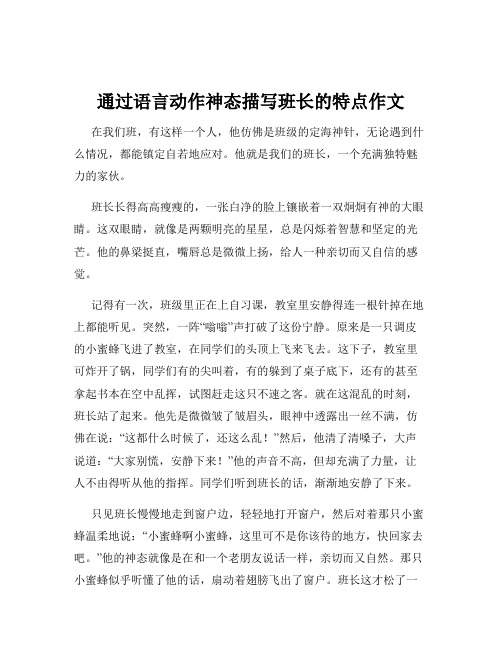 通过语言动作神态描写班长的特点作文