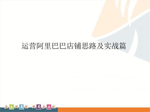 运营阿里巴巴店铺思路及实战篇.