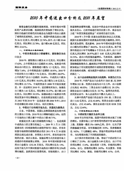2010年中药进出口分析及2011年展望