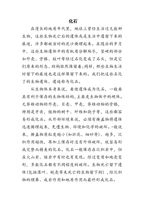 阅读理解《化石》附答案