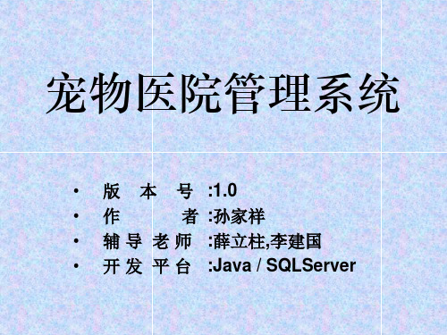 宠物医院管理系统