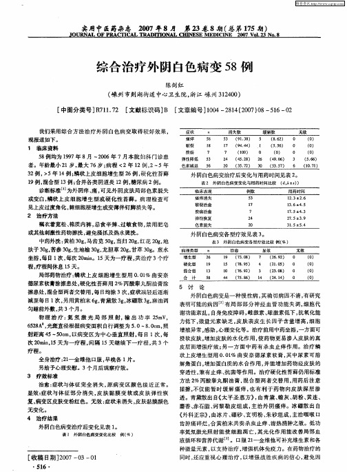 综合治疗外阴白色病变58例