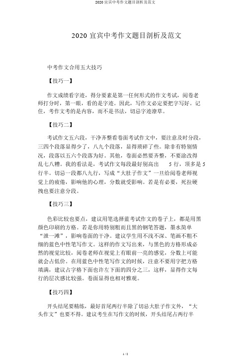 2020宜宾中考作文题目解析及范文