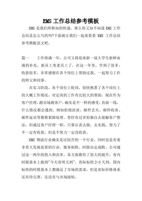 EMS工作总结参考模板