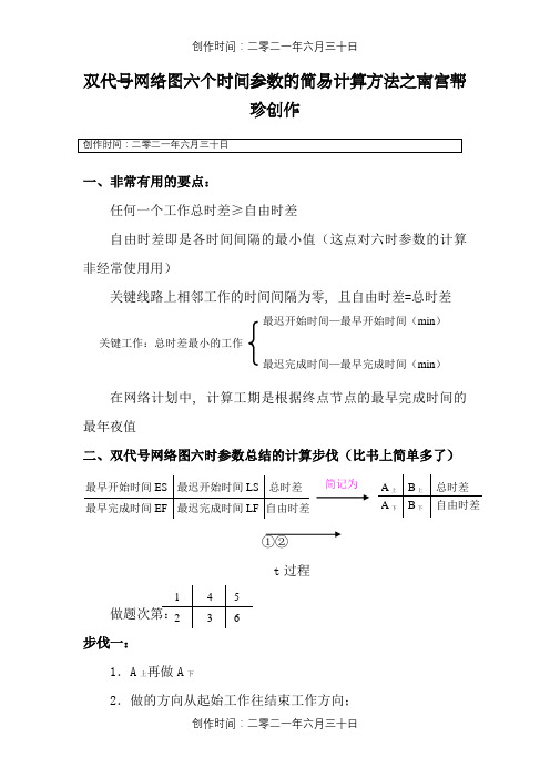 双代号网络图六个时间参数的简易计算方法