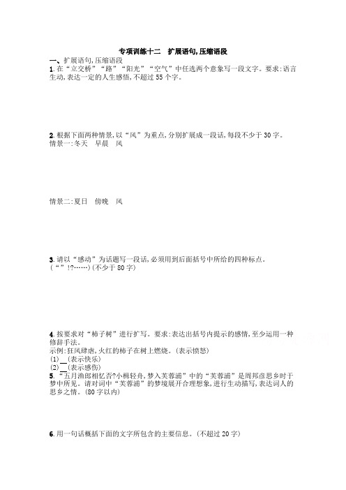 2015年高考语文一轮精品小专题复习系列之扩展语句,压缩语段Word版含答案]