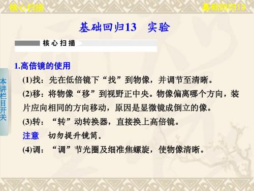 2013年高考生物(苏教版)二轮复习课件：4-13 实验