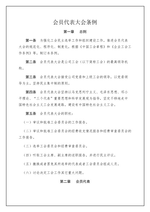 工会民主选举工作和组织建设工作会员代表大会条例
