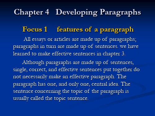 Chapter 4   Developing Paragraphs