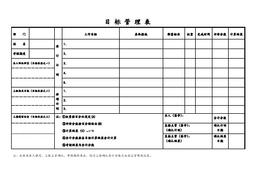 集团绩效考核目标管理表