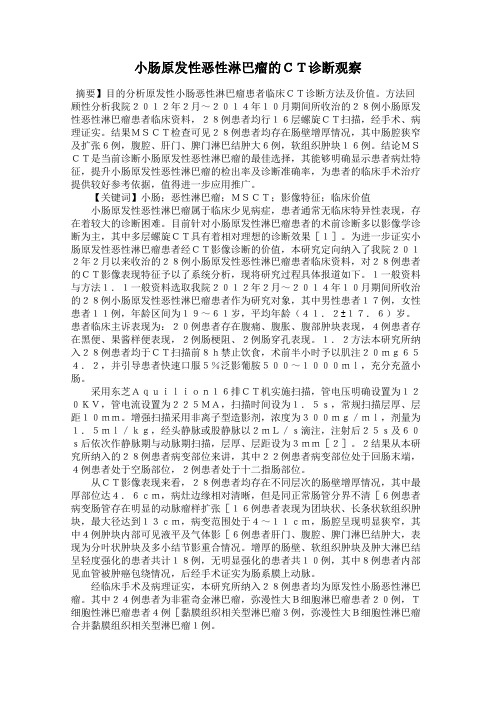 小肠原发性恶性淋巴瘤的CT诊断观察