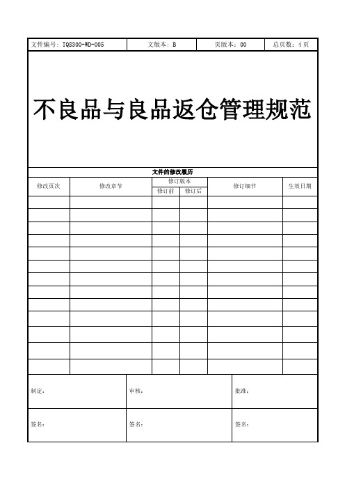 不良品与良品返仓管理规范