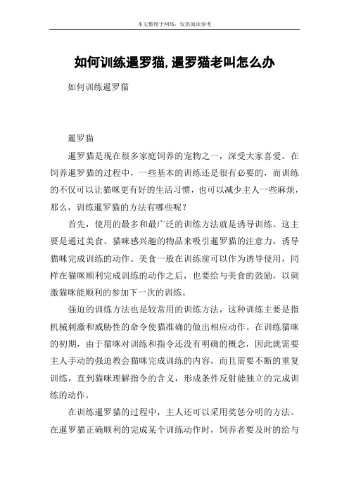 如何训练暹罗猫,暹罗猫老叫怎么办