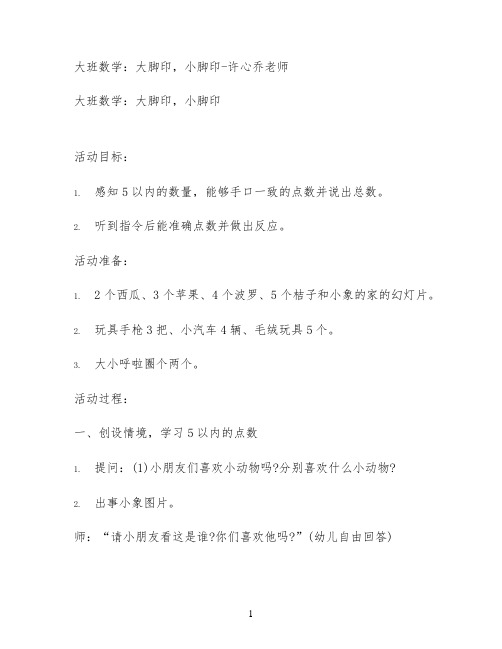 大班数学：大脚印,小脚印-许心乔老师
