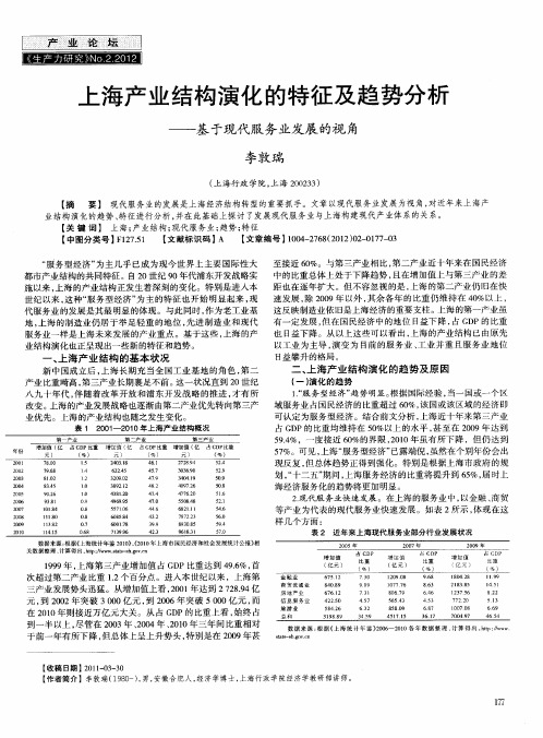 上海产业结构演化的特征及趋势分析——基于现代服务业发展的视角