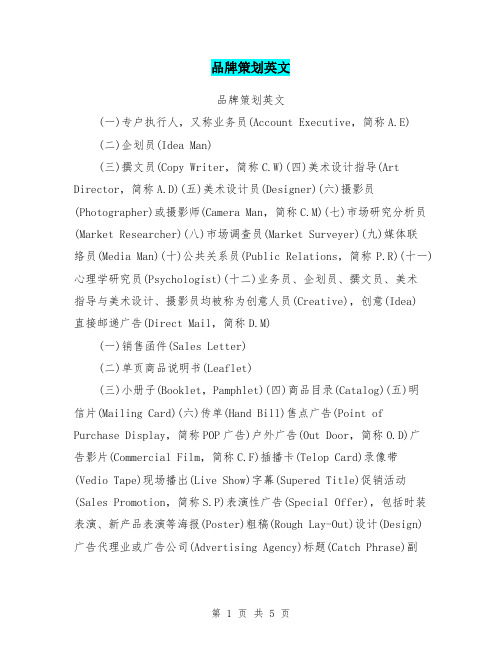 品牌策划英文