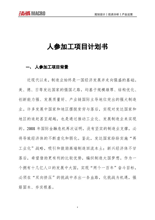 人参加工项目计划书