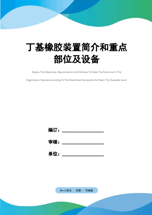 丁基橡胶装置简介和重点部位及设备