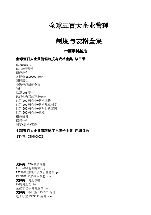 全球五百大企业管理制度与表格全集目录