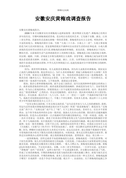 黄梅戏发展调查报告