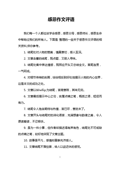 感恩作文评语