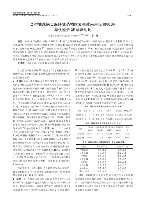 2型糖尿病口服降糖药物继发失效采用诺和锐30与优泌乐25临床对比