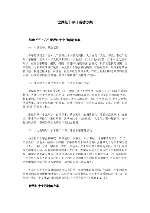 世界红十字日活动方案