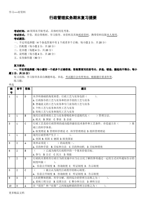 201311行政管理实务期末复习提要讲解学习