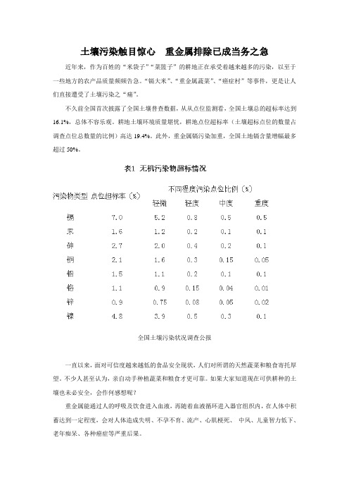 土壤污染触目惊心  重金属排除已成当务之急