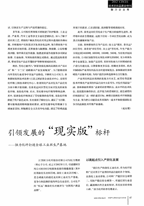 引领发展的“现实版”标杆——恒力化纤打造全球工业丝生产基地