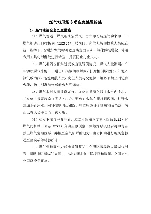 煤气柜现场专项应急处置方案