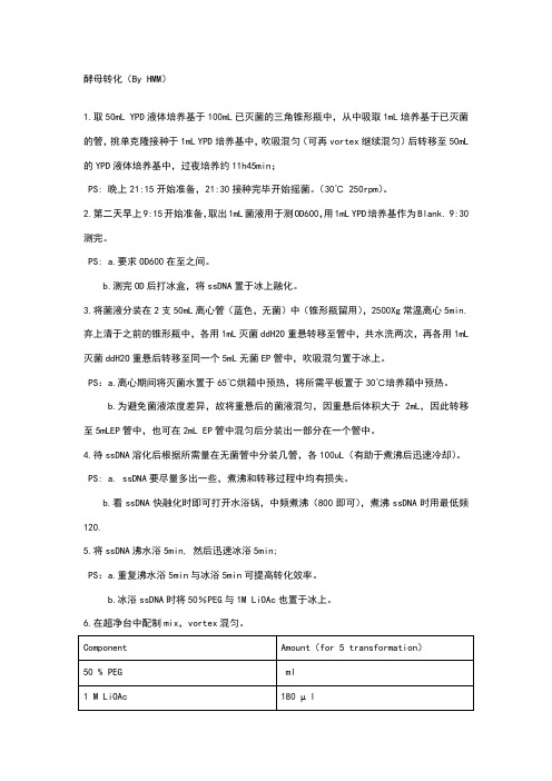 酵母转化