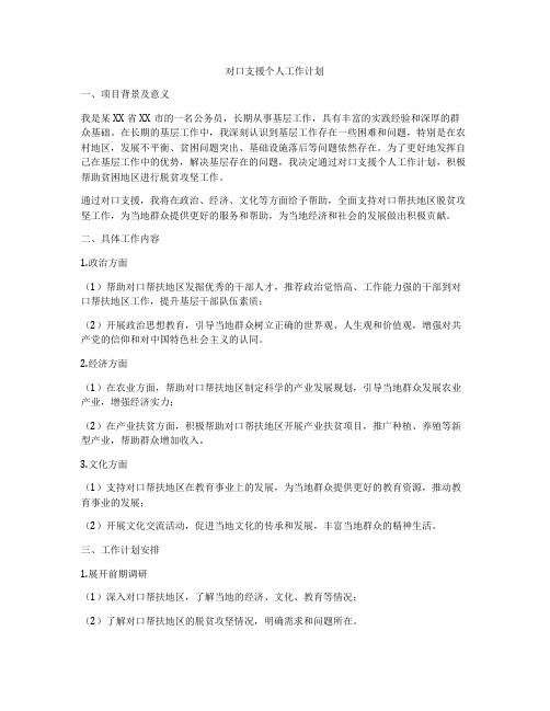对口支援个人工作计划
