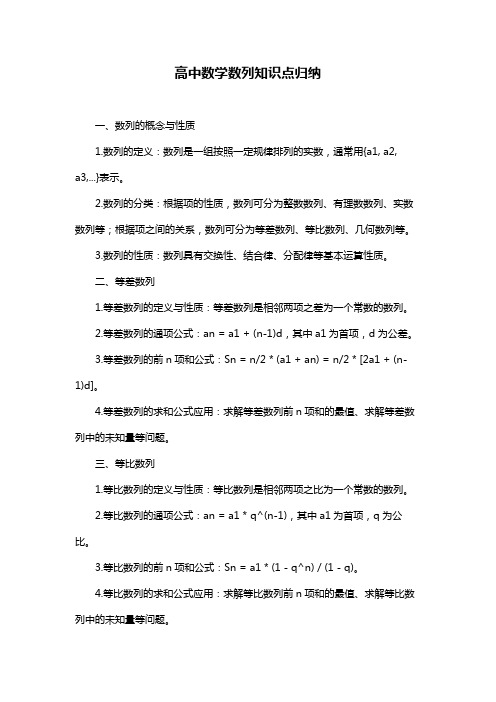 高中数学数列知识点归纳